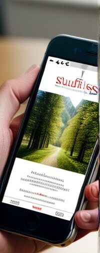 Mobile device showing website